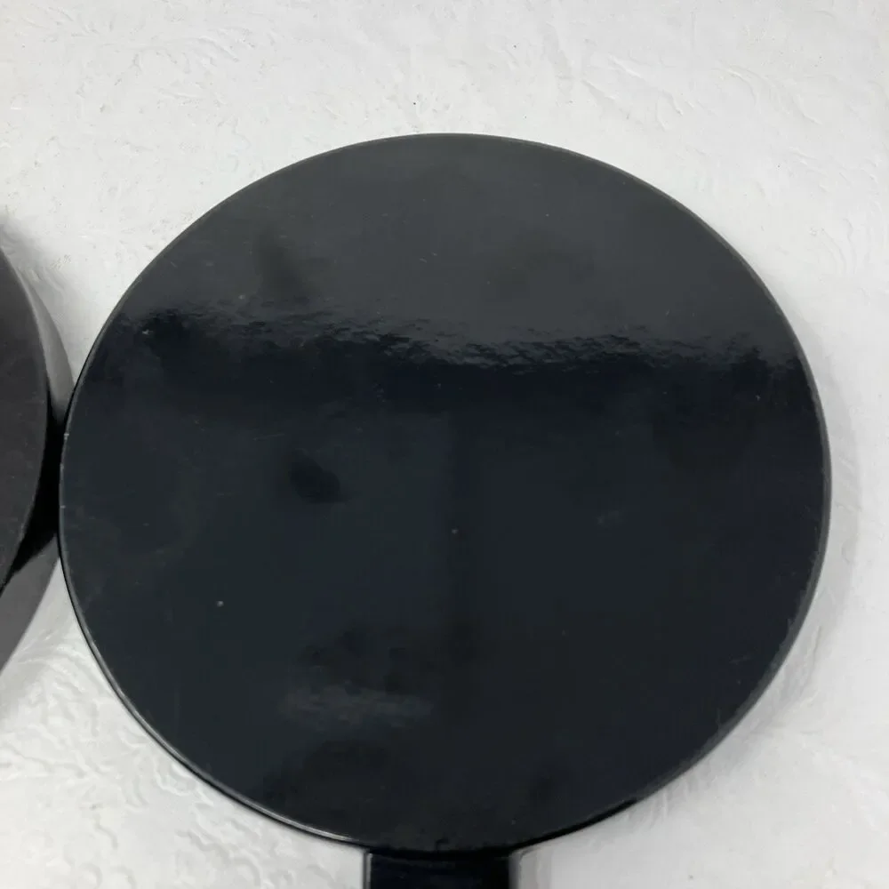 VTG Otagiri Nesting Double Hand Mirror Handles Black Lacquer 11” Diameter  Japan